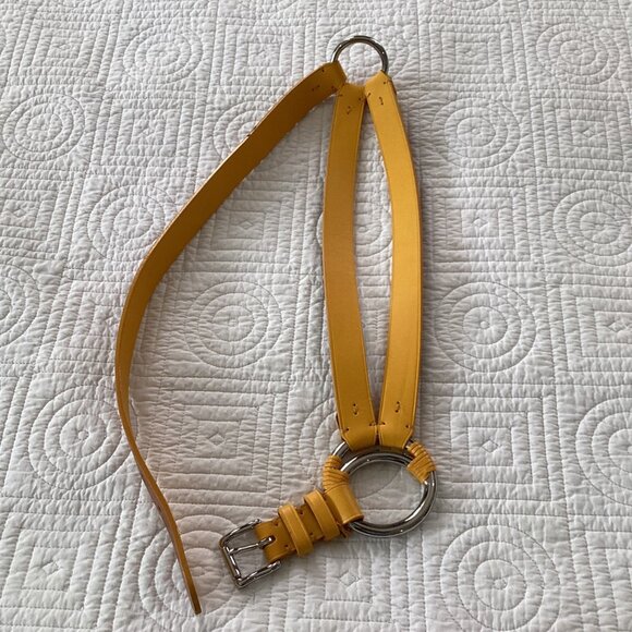 RALPH LAUREN Vachetta Leather Crescent O-Ring Equestrian TRI-STRAP Waist Belt Si - Picture 8 of 16